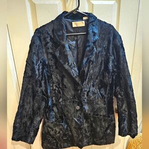 VTG Elisabeth by Liz Claiborne black faux fur blazer EUC